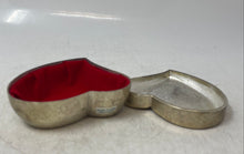 Load image into Gallery viewer, Silver-Tone Velvet Lined Heart Shape Lidded Collectible Jewelry Box