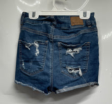 Load image into Gallery viewer, American Eagle Outfitters Womens Blue Denim Distressed Jean Shorts Size 2