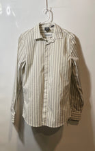 Load image into Gallery viewer, Armani Exchange Mens Beige Gray Striped Long Sleeve Button-Up Shirt Size M