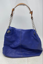 Load image into Gallery viewer, Prune Womens Blue Leather Inner Pocket Chain Strap Medium Shoulder Bag