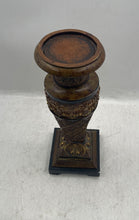 Load image into Gallery viewer, Antique Brown Ornate Pedestal-Style Decorative Candle Holder