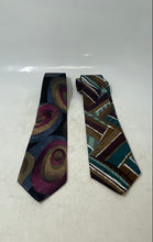 Load image into Gallery viewer, Set Of 2 Pcs Cezani Mens Multicolor Printed Silk Adjustable Pointed Tie One Size