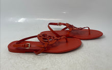Load image into Gallery viewer, Coach Womens Jaci Orange Leather Buckle Flat Thong Sandals Size 8B