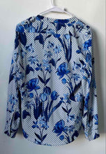 Load image into Gallery viewer, Calvin Klein Womens Blue White Floral Print Long Sleeve Button-Up Shirt Size S