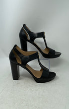Load image into Gallery viewer, Franco Sarto Womens Black Leather Open Toe Block Platform Heels Size 10M