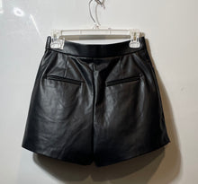Load image into Gallery viewer, Zara Womens Black Faux Leather Pockets High-Waisted Mom Shorts Size Small