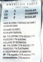 Load image into Gallery viewer, American Eagle Womens Blue Denim Pockets Skinny Leg Jeans Size 8
