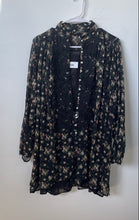 Load image into Gallery viewer, Zara Womens Black Floral Long Sleeve Button Front One-Piece Romper Size M
