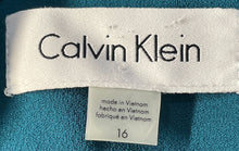 Load image into Gallery viewer, Calvin Klein Womens Teal Long Sleeve Collared One-Button Blazer Size 16
