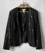 Load image into Gallery viewer, Covington Womens Black Gold Floral Long Sleeve Button Front Blazer Jacket Sz XL