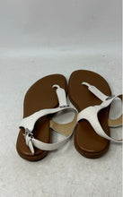 Load image into Gallery viewer, Michael Kors Womens White & Brown Leather Buckle Strap Thong Sandals Size 6.5M