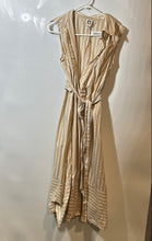 Load image into Gallery viewer, Anne Klein Womens Khaki White Striped Collared Sleeveless Midi Shirt Dress Sz 8