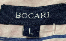 Load image into Gallery viewer, Bogari Mens Pink Blue Striped Short Sleeve Spread Collar Button-Up Shirt Size L
