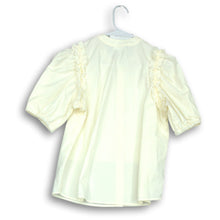 Load image into Gallery viewer, Sundays Womens White Cotton Short Sleeve Button Front Blouse Top Size XS