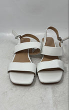 Load image into Gallery viewer, Lauren Blakwell Womens White Square Toe Block Slingback Sandals Size 7M