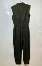 Load image into Gallery viewer, Zara Womens Green Sleeveless Regular Fit Button Front One-Piece Jumpsuit Size S