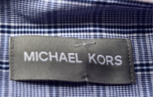 Load image into Gallery viewer, Michael Kors Mens Blue Plaid Cotton Long Sleeve Regular Fit Dress Shirt Size M