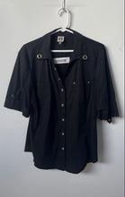 Load image into Gallery viewer, Anne Klein Womens Black Short Sleeve Collared Button-Up Shirt Size XL