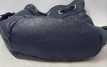Load image into Gallery viewer, American Eagle Outfitters Womens Navy Blue Genuine Leather Drawstring Bucket Bag