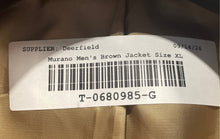 Load image into Gallery viewer, Murano Mens Brown Notch Lapel Fitted Single Breasted Two-Button Blazer Size XL