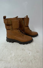 Load image into Gallery viewer, Michael Kors Womens Brown Leather Round Toe Side Zip Ankle Combat Boots Size 7
