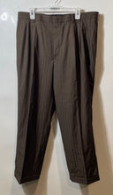 Load image into Gallery viewer, Vinci Mens Brown Striped Pockets Pleated Front Dress Pants Size 38R