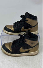 Load image into Gallery viewer, Nike Kids Air Jordan 1 Retro High OG Black Gold Lace-Up Sneaker Shoes Size 10C