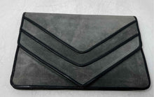 Load image into Gallery viewer, Bloomingdale's Womens Gray Leather Envelope Inner Pocket Clutch Handbag