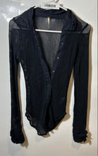 Load image into Gallery viewer, Free People Womens Siggi Black Mesh Collared Long Sleeve Button-Up Shirt Size S