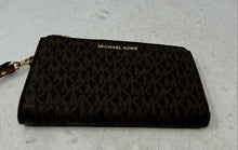 Load image into Gallery viewer, Michael Kors Womens Jet Set Travel Brown Signature Continental Wristlet Wallet