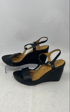 Load image into Gallery viewer, L'Amour Des Pieds Womens Idelle Black Leather Wedge Platform Sandals Size 9M
