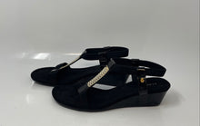 Load image into Gallery viewer, Alfani Womens Step 'N Flex Vacanzaa Black Leather Wedge Slingback Heels Size 8M