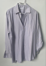 Load image into Gallery viewer, Calvin Klein Mens Lavender Striped Print Long Sleeve Dress Shirt Size 15 1/2