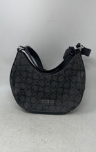 Load image into Gallery viewer, Guess Womens Black Signature Print Zipper Adjustable Strap Shoulder Purse