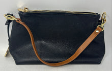 Load image into Gallery viewer, Valentina Womens Black Brown Pebbled Leather Double Zip Top Shoulder Bag