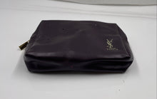 Load image into Gallery viewer, Yves Saint Laurent Beauty Womens Purple Faux Leather Zipper Cosmetic Bag Damaged