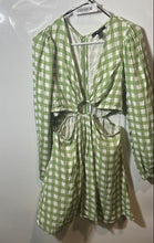 Load image into Gallery viewer, Forever 21 Womens Green White Printed Long Sleeve Mini Dress Size Large