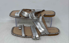 Load image into Gallery viewer, Donald Pliner Womens Silver Square Toe Flat Slide Sandals Size 9