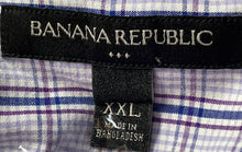 Load image into Gallery viewer, Banana Republic Mens Purple Blue Plaid Cotton Short Sleeve Button-Up Shirt XXL