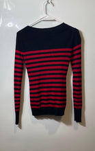 Load image into Gallery viewer, Express Womens Black Red Striped Long Sleeve Knit Pullover Sweater Size XS