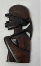 Load image into Gallery viewer, African Hand Carved Wooden Man Bust Decorative Wall Art Tribal Figure Sculpture