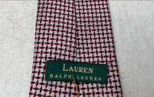Load image into Gallery viewer, Lauren Ralph Lauren Mens Red And Silver Geometric Print Adjustable Pointed Tie