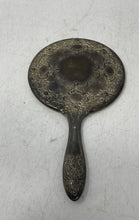 Load image into Gallery viewer, Silver Tone Floral Engraved Handled Collectible Vanity Ornate Hand Mirror
