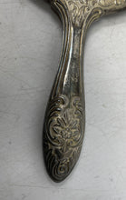 Load image into Gallery viewer, Silver Tone Floral Engraved Handled Collectible Vanity Ornate Hand Mirror