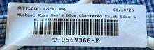 Load image into Gallery viewer, Michael Kors Mens Blue Plaid Long Sleeve Collared Button-Up Shirt Size Large