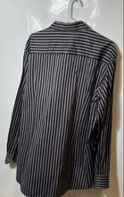 Load image into Gallery viewer, Bugatchi Uomo Mens Black Gray Striped Cotton Long Sleeve Button-Up Shirt Size XL