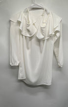 Load image into Gallery viewer, Michael Kors Womens White Cold Shoulder Sleeve Ruffle Blouse Top Size Small