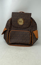 Load image into Gallery viewer, Michael Kors Womens Brown Signature Adjustable Shoulder Strap Backpack