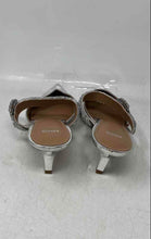 Load image into Gallery viewer, Mango MNG Womens Silver Leather Rhinestone Pointed Toe Mule Heels Size 38