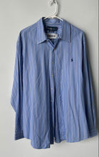 Load image into Gallery viewer, Ralph Lauren Mens Blue Striped Long Sleeve Classic Fit Button-Up Shirt Size XXL